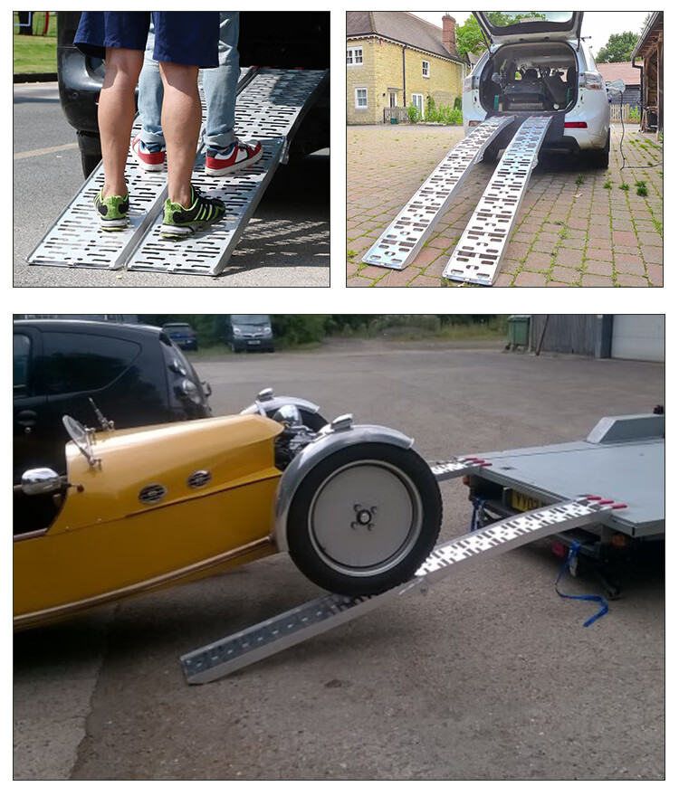装载拖车运输装车卸货斜坡道折叠梯台阶上车爬梯跳板 摩托车后轮起