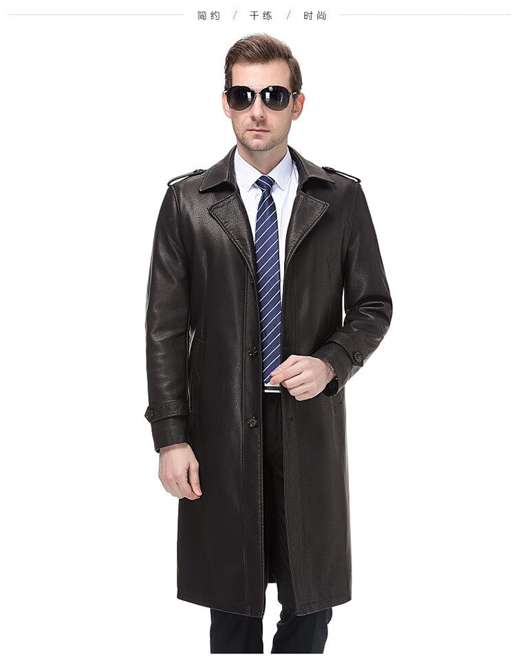 花花公子真皮皮衣男 2020秋冬真皮皮衣男长款过膝绵羊皮大衣大码中长