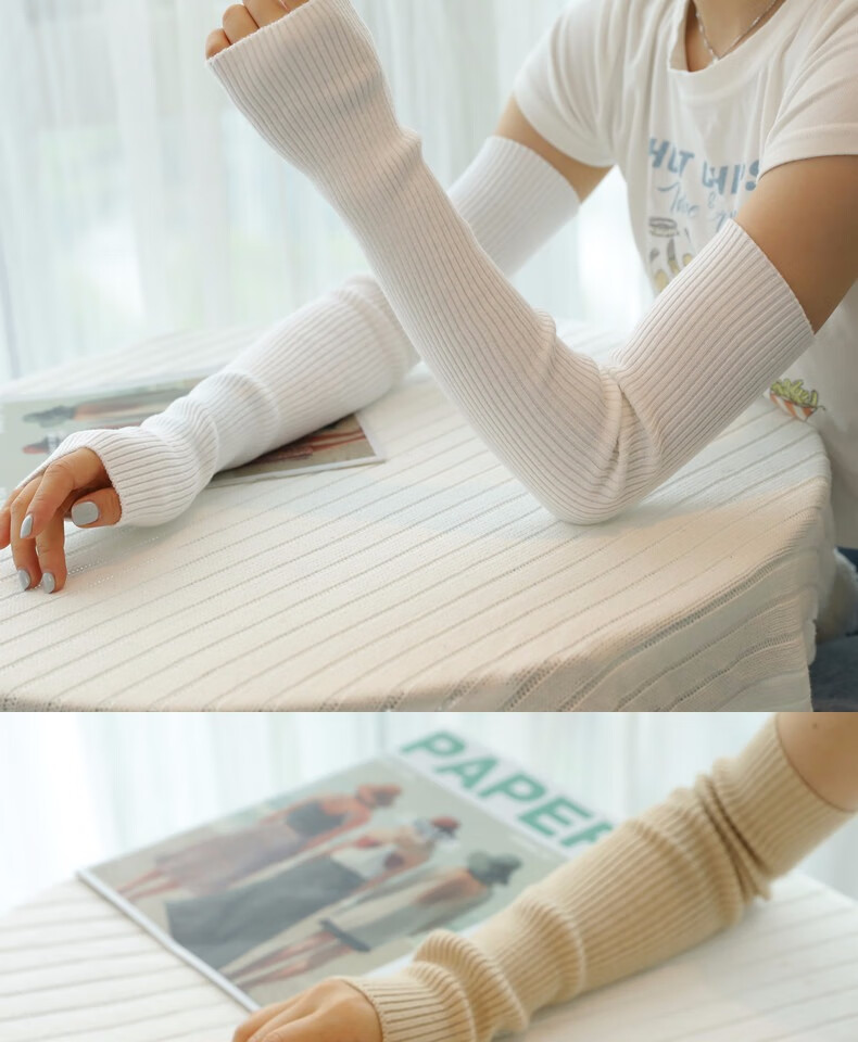 羊绒手臂袖套女2020秋冬新款毛衣胳膊手套针织加厚保暖羊毛假袖子 无