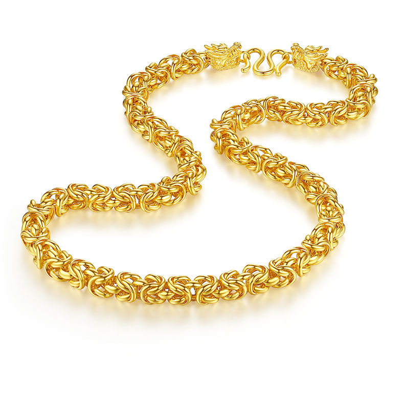 9999足金项链男 纯黄金龙头项链 霸气加粗龙骨链 大克数金链子泰国龙