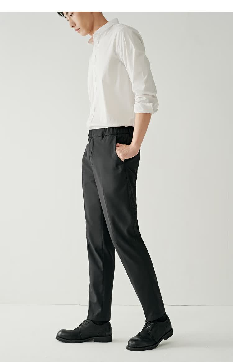 棉先生tr直筒休闲裤男 秋季新款男士斜纹松紧商务小西裤宽松烟管裤