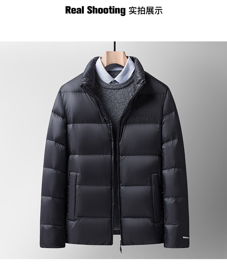 美国保罗男士羽绒服短款中年蓬松加厚高端90白鸭绒服休闲冬装外套