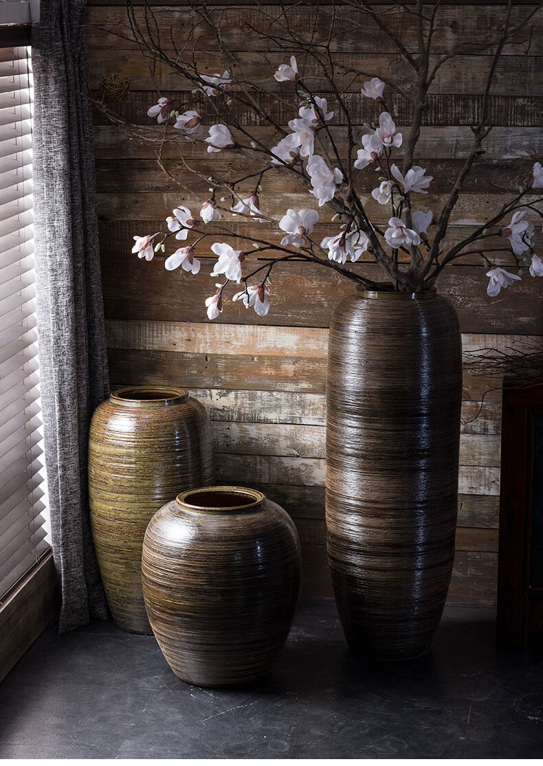 复古怀旧手工粗陶陶罐坛子花器土陶做旧仿古大型花盆