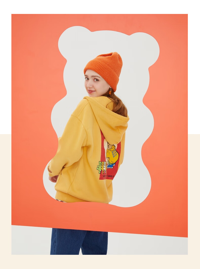 teenieweenie小熊连帽套头卫衣加绒宽松显瘦潮ins女秋冬新品象牙白