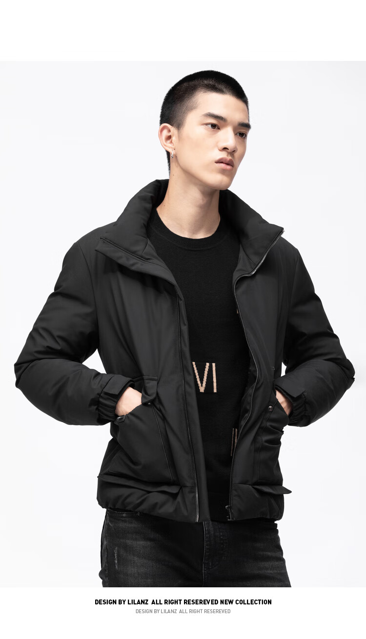 商场同款利郎官方轻时尚男装lilanz冬季新款短款羽绒服男士立领修身