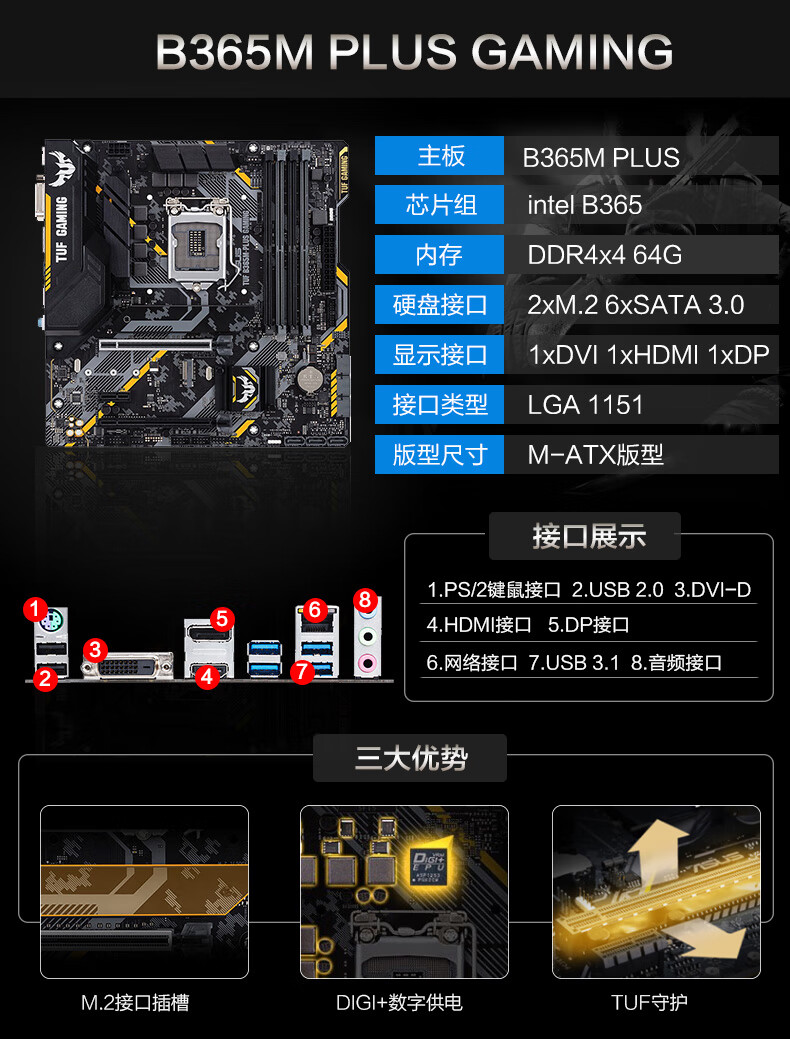 英特尔 十代10400f 搭华硕b460m/h410主板 台式机cpu主板套装 10400f