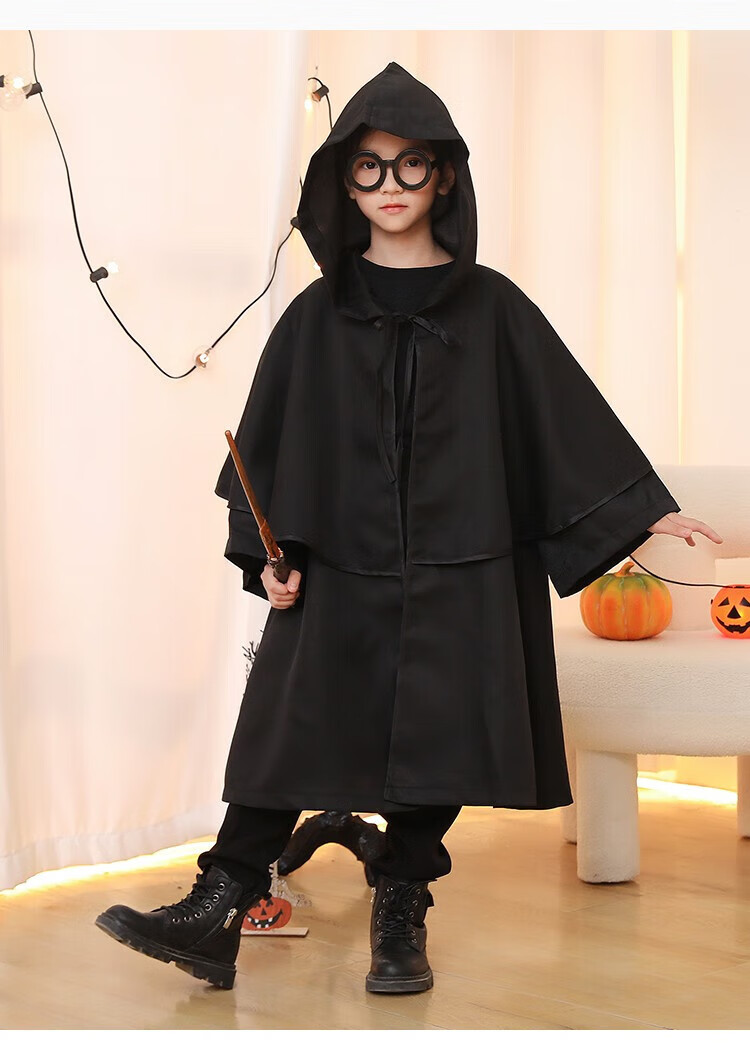 男童亲子黑袍巫师披风斗篷表演服饰幼儿园魔法师 儿童魔法斗篷【图片