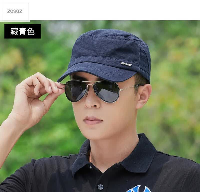 zcsqz高端品牌帽子男士中青年夏季新款薄款短檐平顶军帽休闲百搭户外