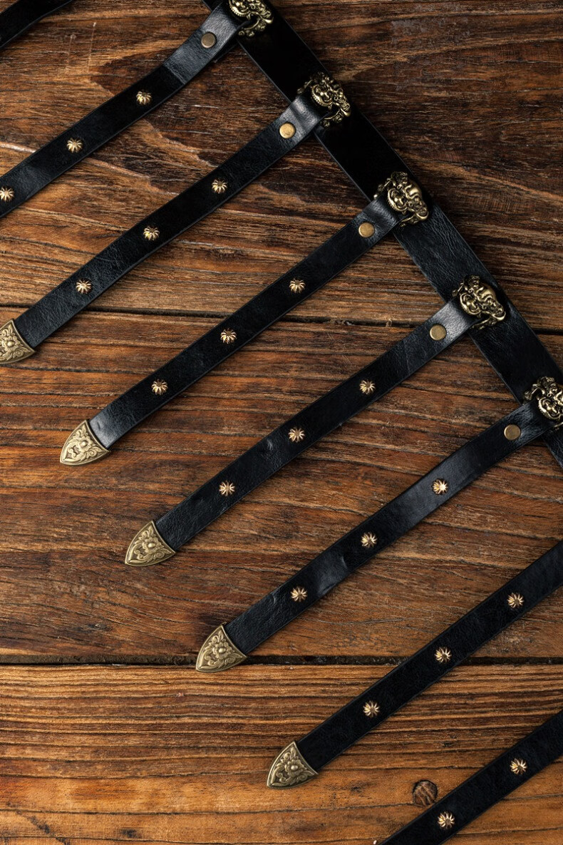 可开票狻猊带蹀躞带革带腰带9銙单扣搭圆领袍汉服腰