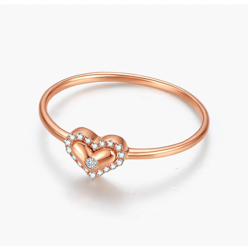 六桂福珠宝心之所属18k金戒指彩金戒指钻石戒指满钻排戒订婚求婚结婚