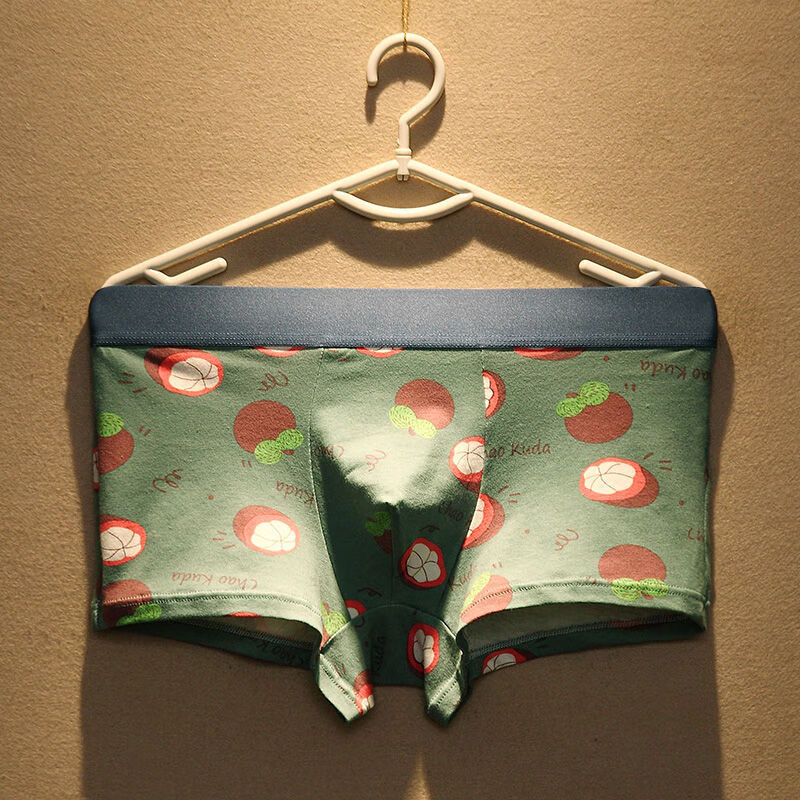 内裤平角裤卡通印花透气可爱帅气青年学生四角短裤潮鲸鱼喵咪爱心2xl