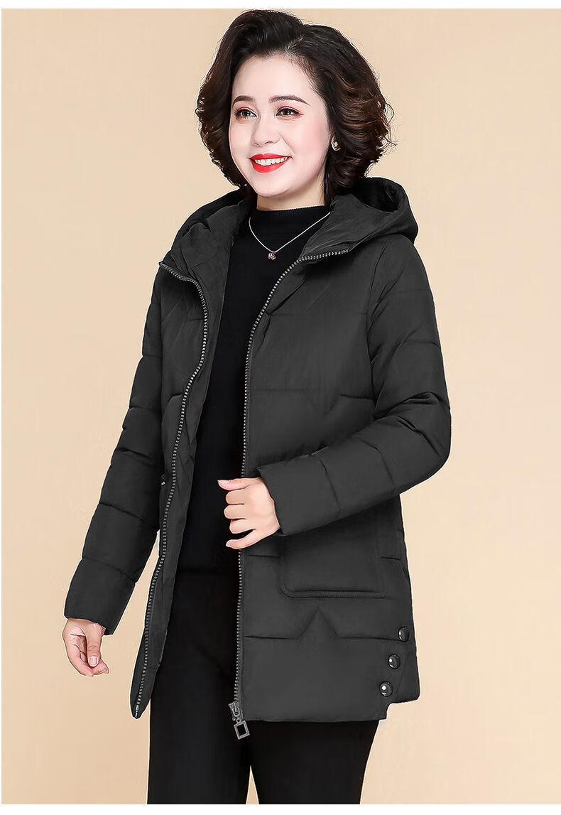 雅鹿 中老年羽绒服女新款50岁妈妈秋冬装中长款中年妇女外套加厚 紫红