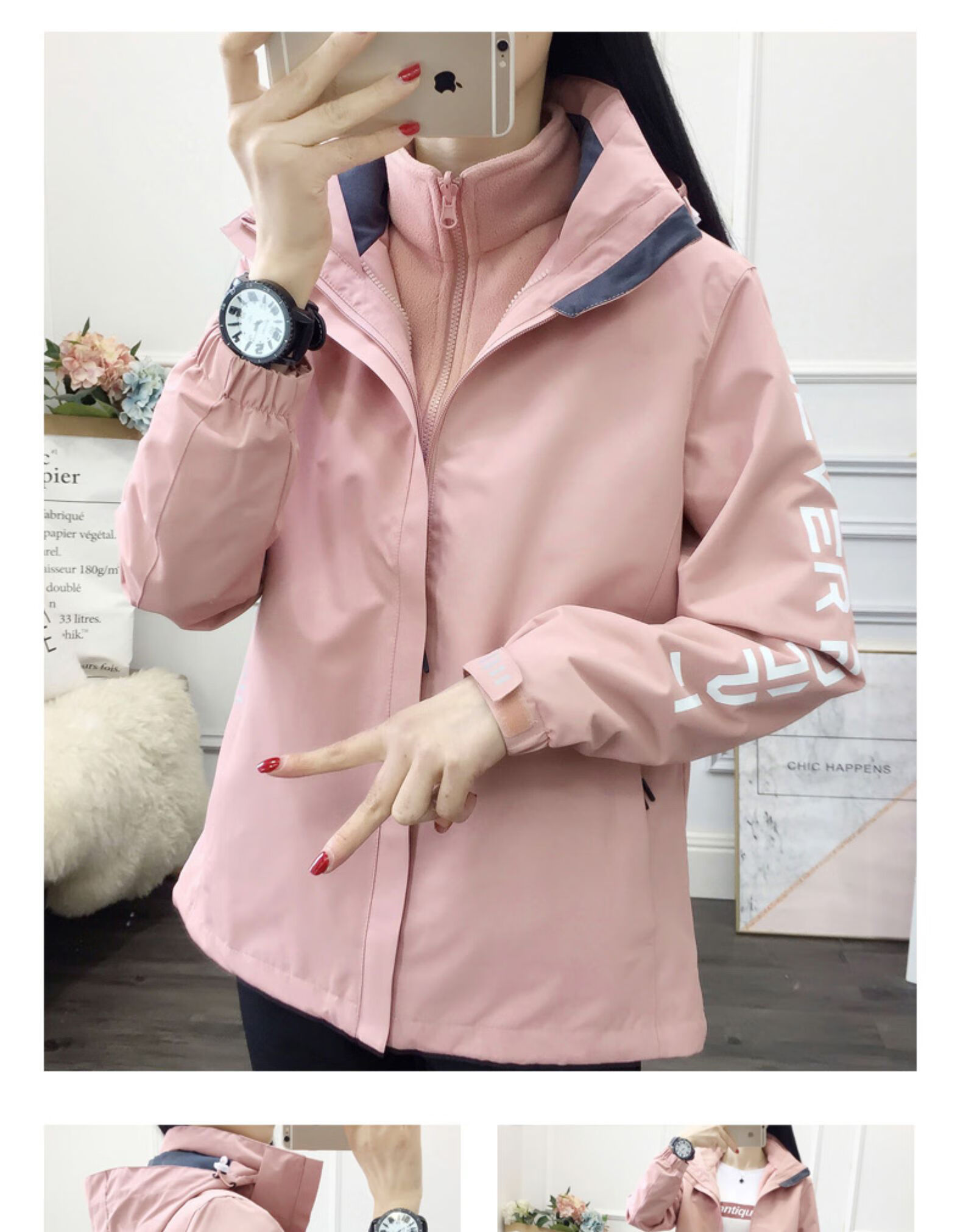 吉普轻奢特价正品冲锋衣女潮牌韩国三合一可拆卸加绒加厚防风外套两件