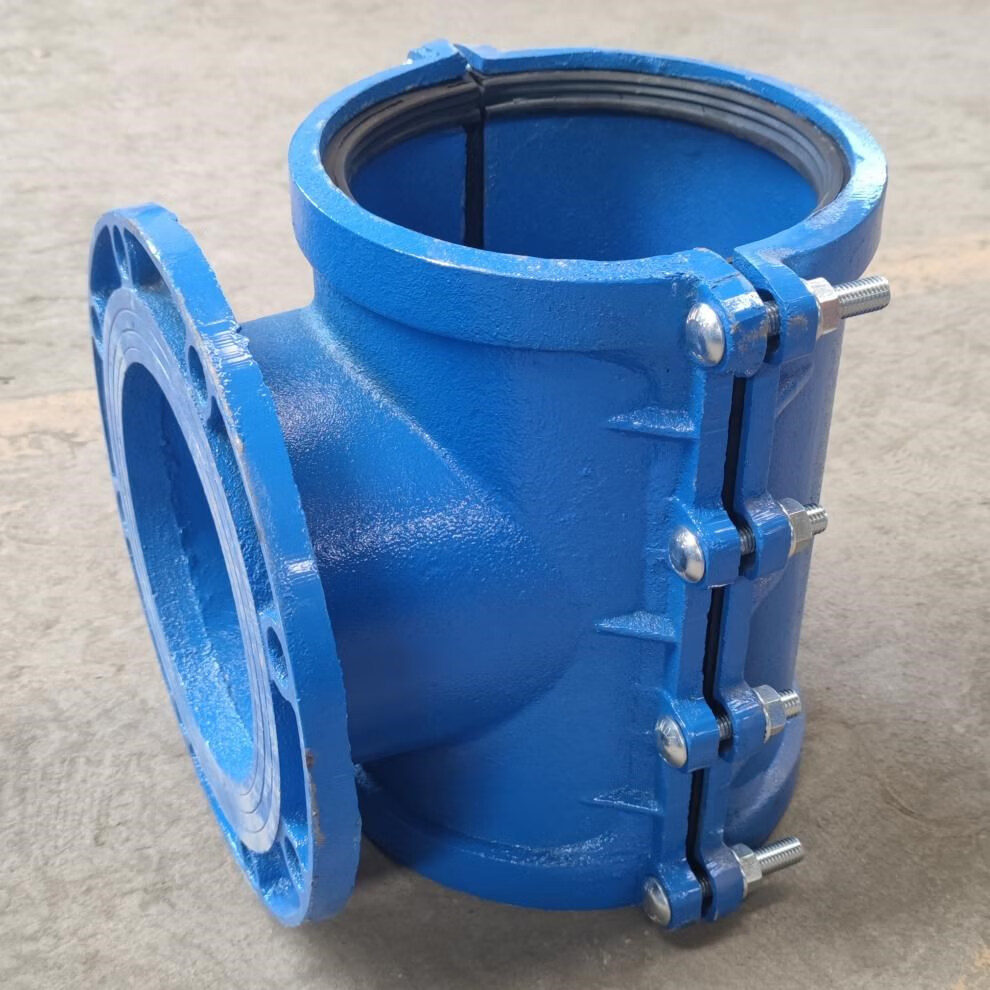 pe管专用哈夫节法兰分水三通铸铁管道开孔马鞍三通抢修器抱箍接头 p25