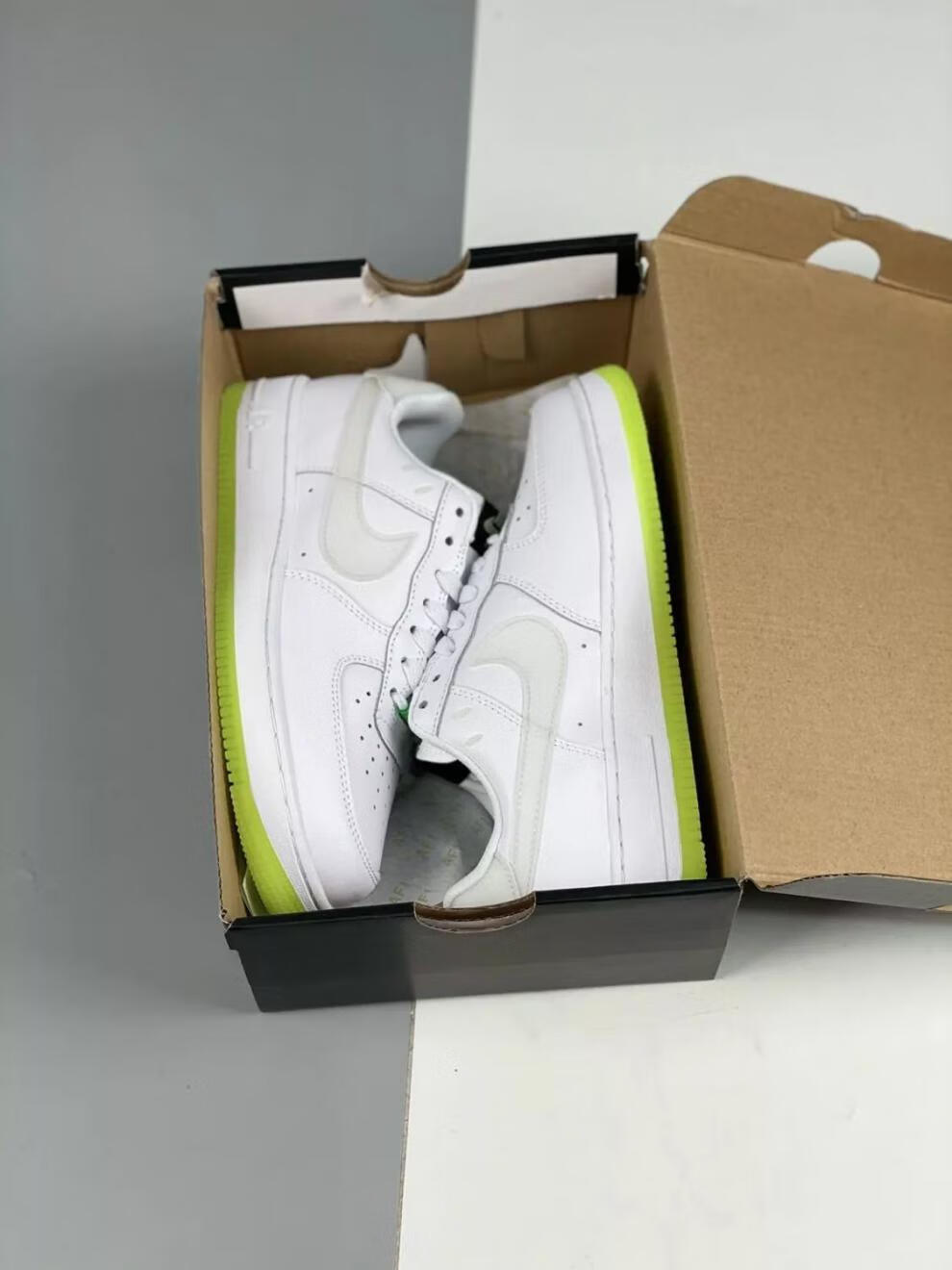 潮流空军一号笑脸夜光af1白绿色低帮黑绿男女运动板鞋ct3228 白绿