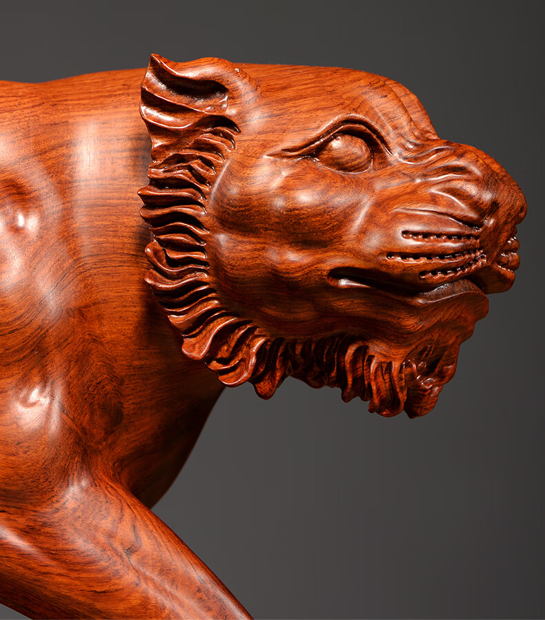 曹堂花梨木雕刻老虎摆件家居摆设实木客厅办公室红木工艺品装饰生肖虎