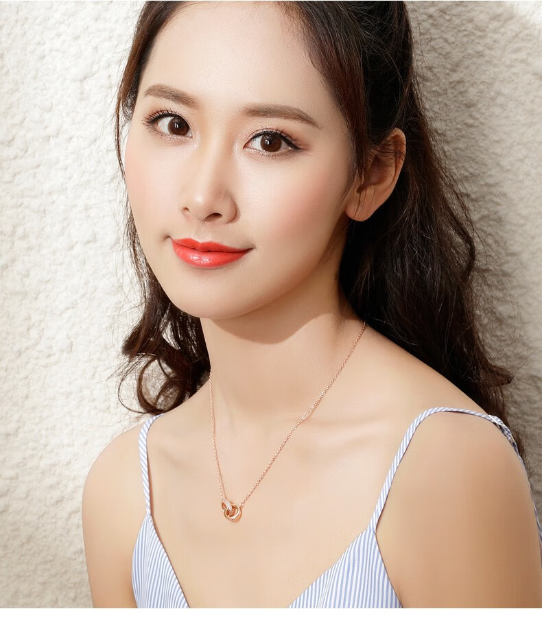 翰德思(hcntes)爱心项链女时尚锁骨链镀18k彩金吊坠送女友送老婆情人