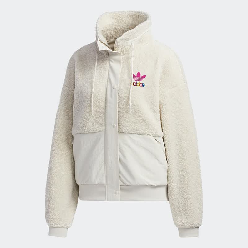 adidas阿迪达斯三叶草女装20冬季羊羔绒保暖外套运动茄克gv2933 gv