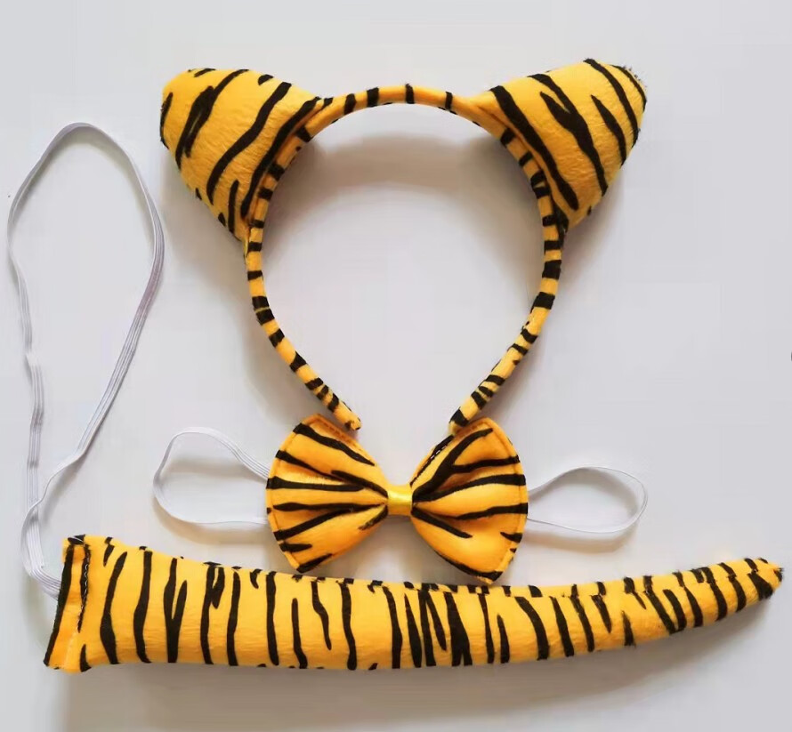 兰婷纪动物头饰幼儿园表演道具奶牛兔子老虎狗猫狼熊马耳朵头箍发卡