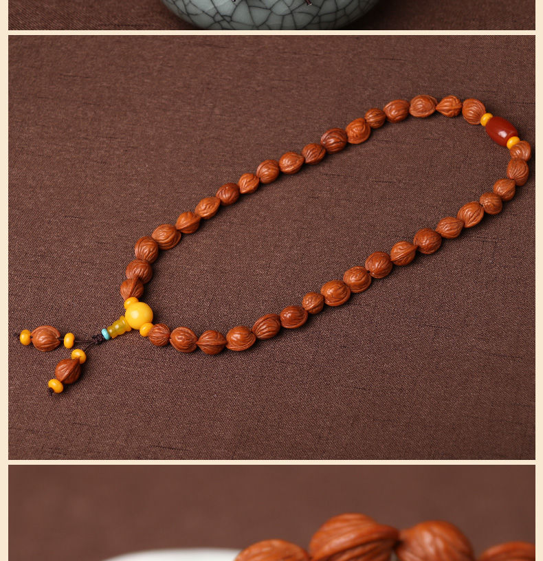 手串红皮核桃手持男女脖挂项链配饰54颗长串13mm款式一桃核长度1113mm