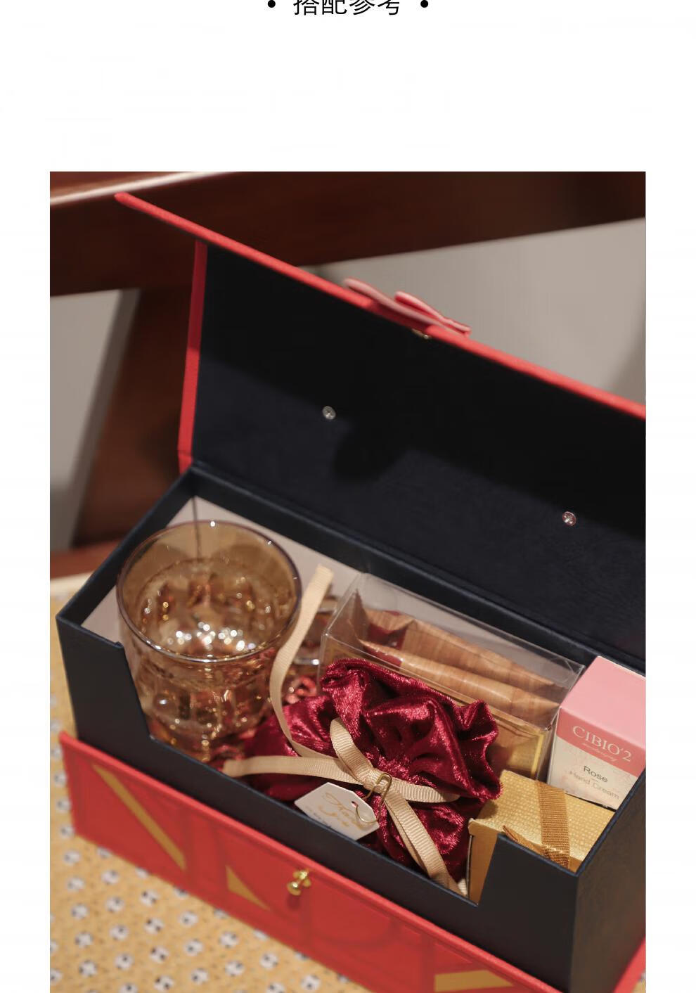 嘉桔酒红复古精致皮质喜糖包装结婚礼伴手礼订婚回礼品节日新年空礼盒