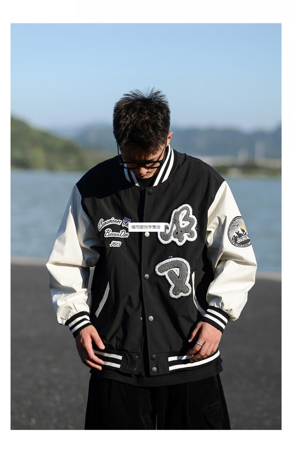 商场同款芃芒2022日系棒球服外套男ins潮牌秋季宽松夹克学院风拼色