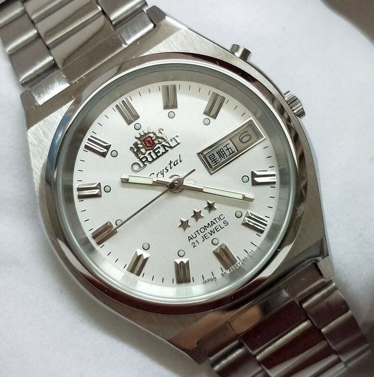 库存老款东方双狮男表中老年全钢日本双狮三星手表全自动机械表 适用