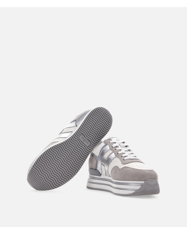 hogan女鞋2023早春新款midi系列透气休闲增高运动鞋松糕鞋厚底鞋 白