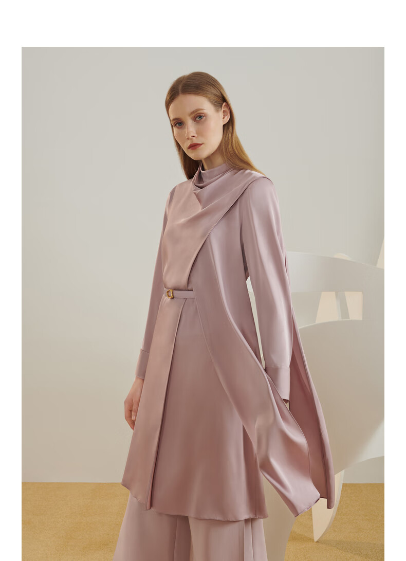 ports宝姿女装2020秋冬新品长袖中长连衣裙ll9d102lwt004hushedviolet