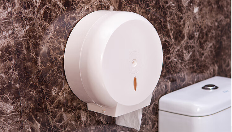 酒店卫生间大卷纸盒壁挂式免打孔圆形厕所纸巾盒大盘纸盒大卷纸架 b5