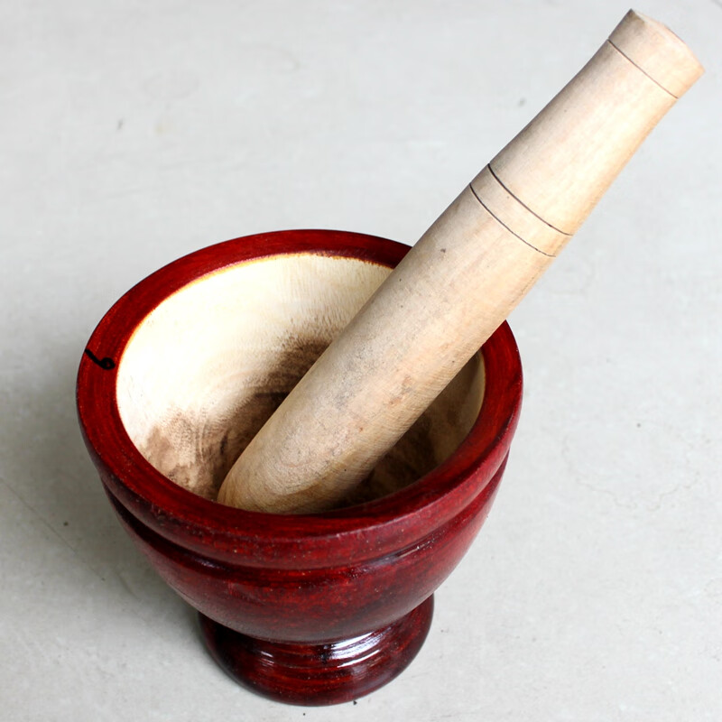 实木圆臼捣碎器家用研磨捣药罐蒜泥器舂钵臼子擂辣