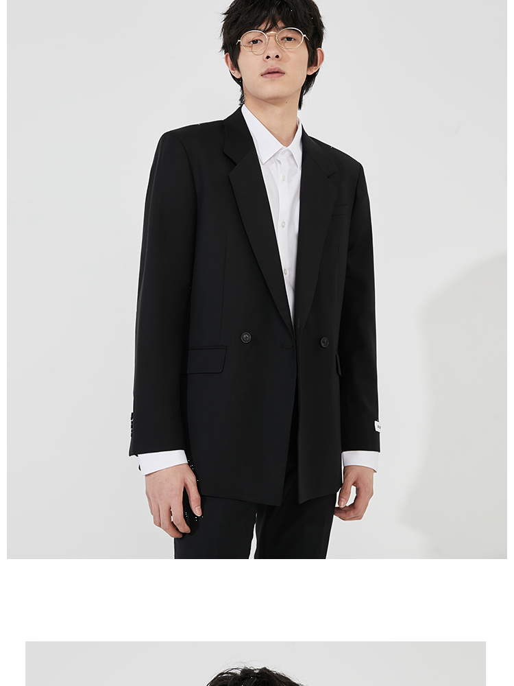 selected思莱德秋冬新款平驳领纯羊毛潮流商务正装西服男 黑色 180