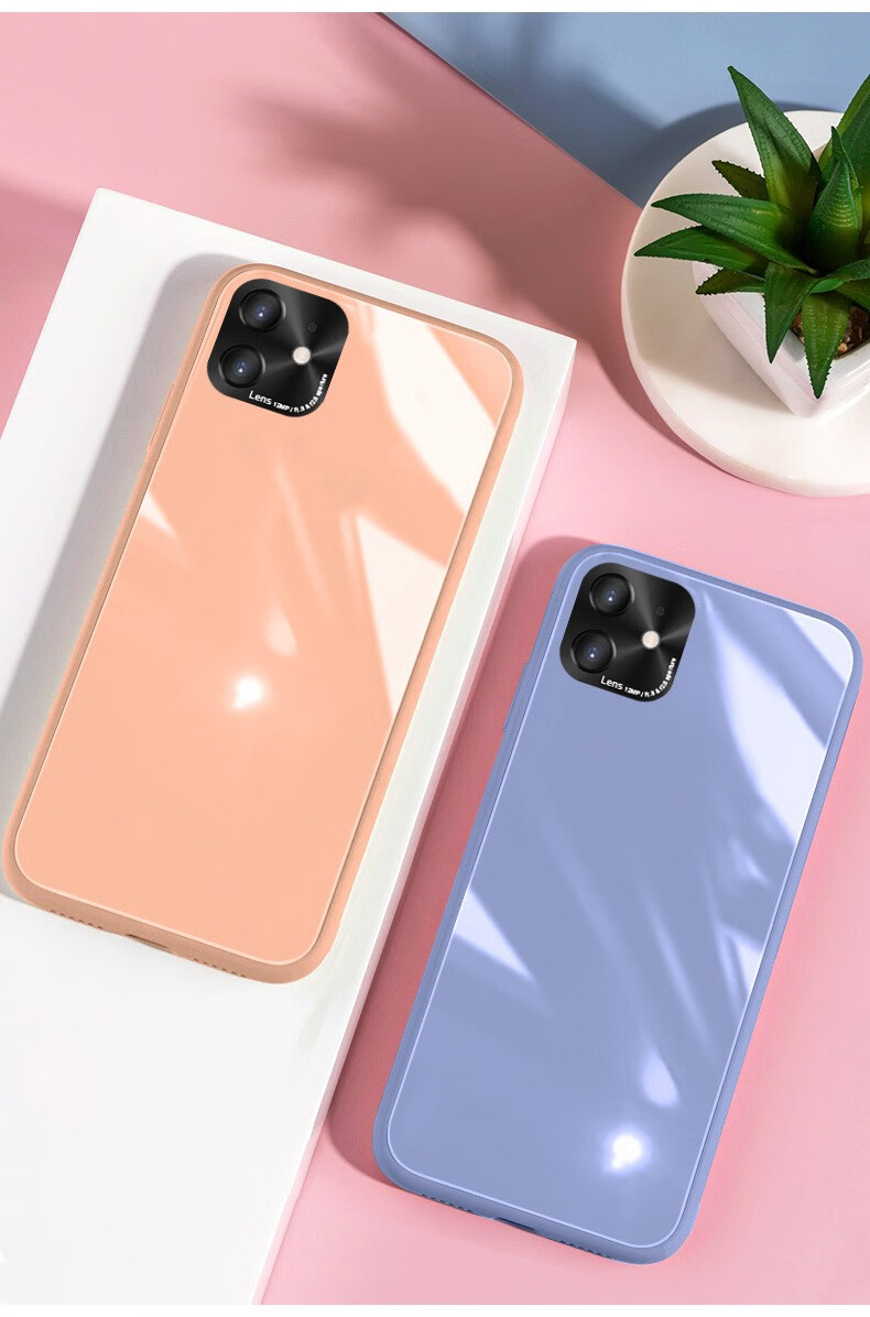 适用iphone12液态玻璃手机壳xsmax镜头全包苹果硅胶保护套wb27 粉色