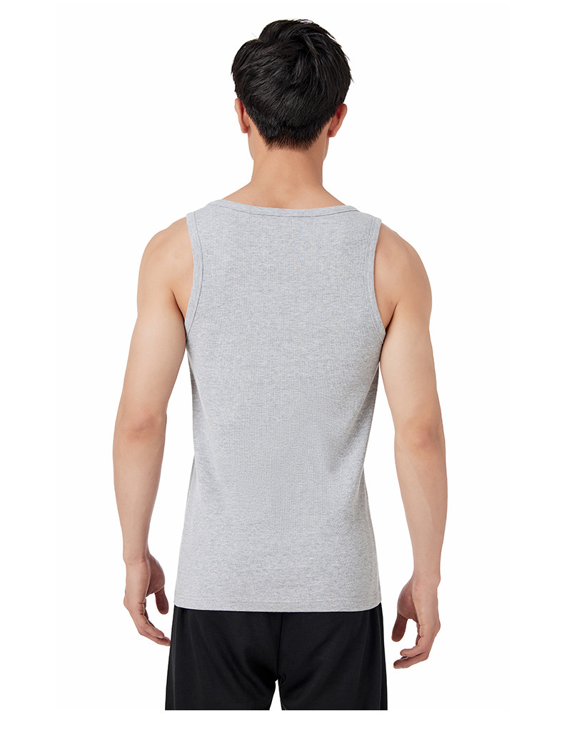 利工民42支精硫棉背心男工字领罗纹无袖汗衫高弹力百搭打底衫修身