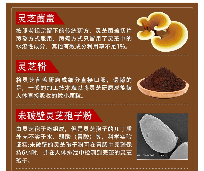 仙芝楼破壁灵芝孢子粉孢子灵芝提取物可选胶囊款仙芝多糖孢子灵芝提取