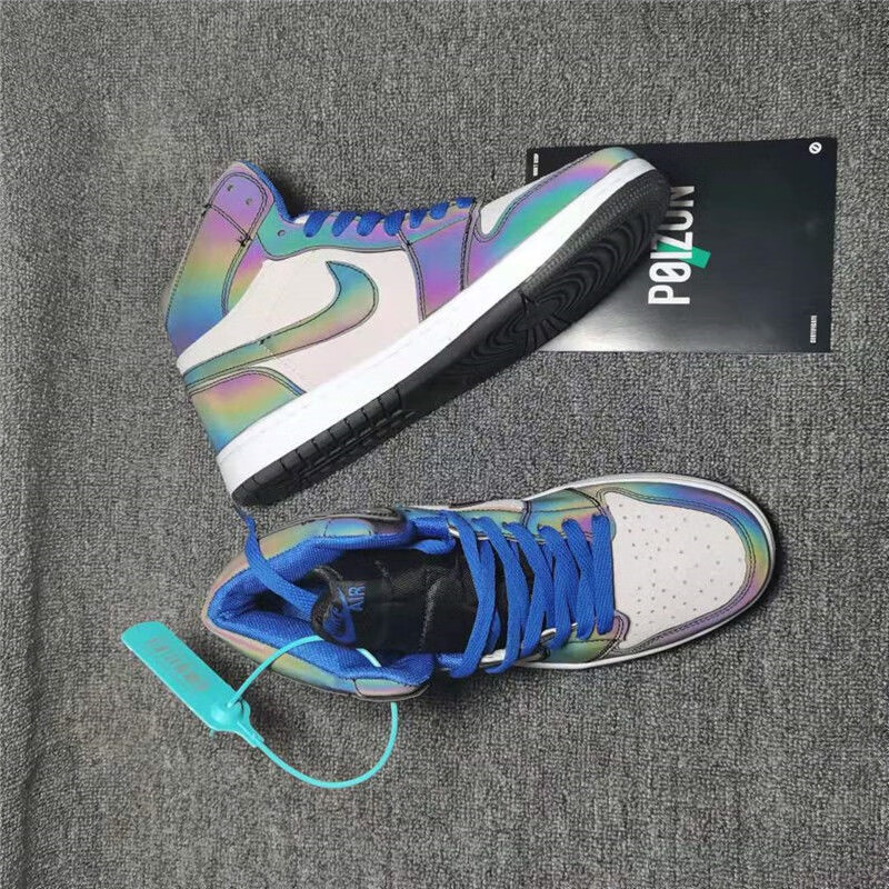 1 新款樱花粉夜光熊猫泼墨反光篮球鞋荧光鞋子男女休闲运动鞋sj aj