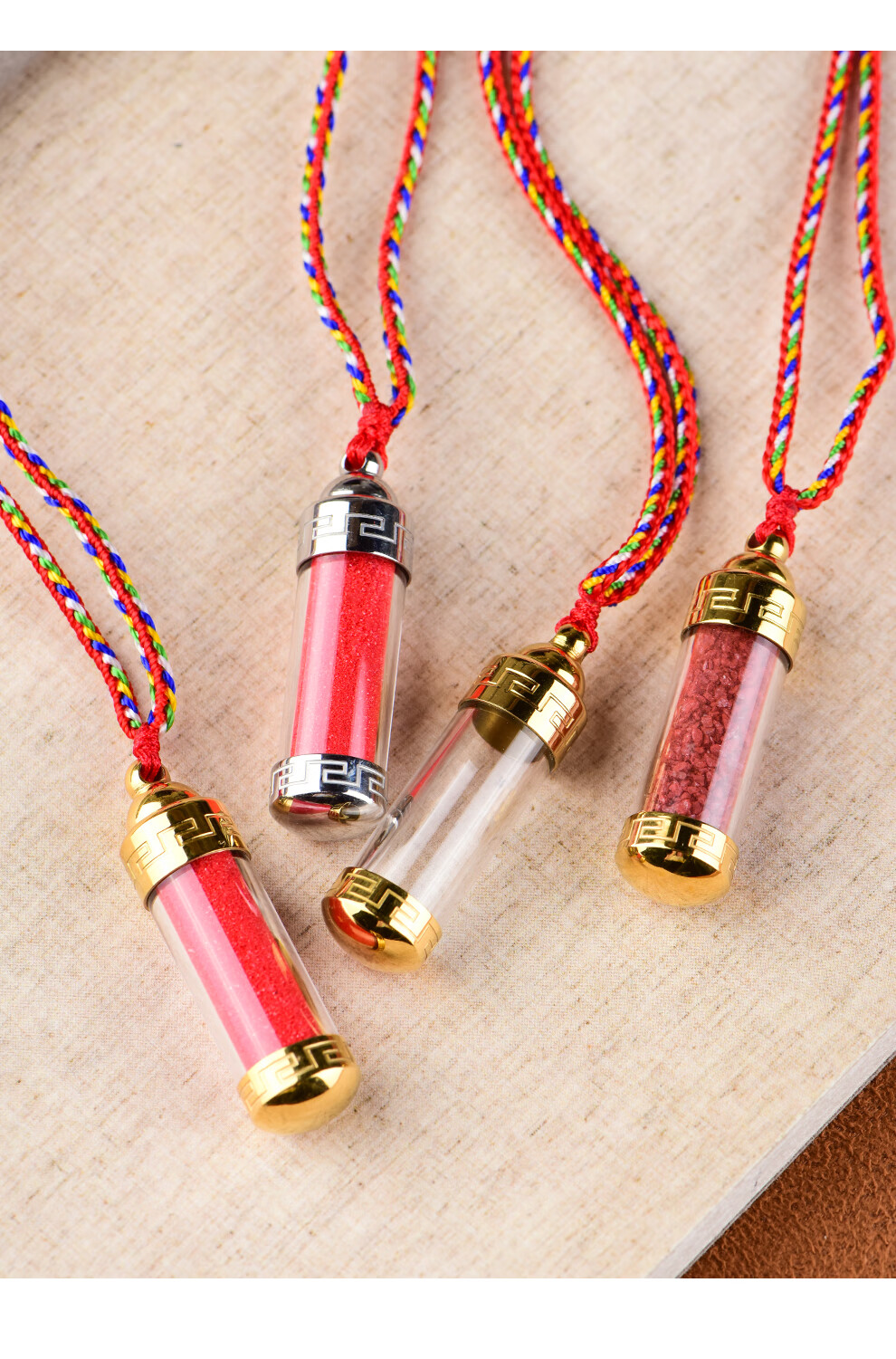 朱砂瓶空心吊坠嘎乌盒项链男女宝宝婴儿童随身福袋晶体砂挂件 银色瓶