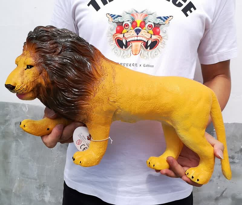 中杰铭超大号软胶发声狮子仿真玩具儿童生日节日礼物动物模型摆件