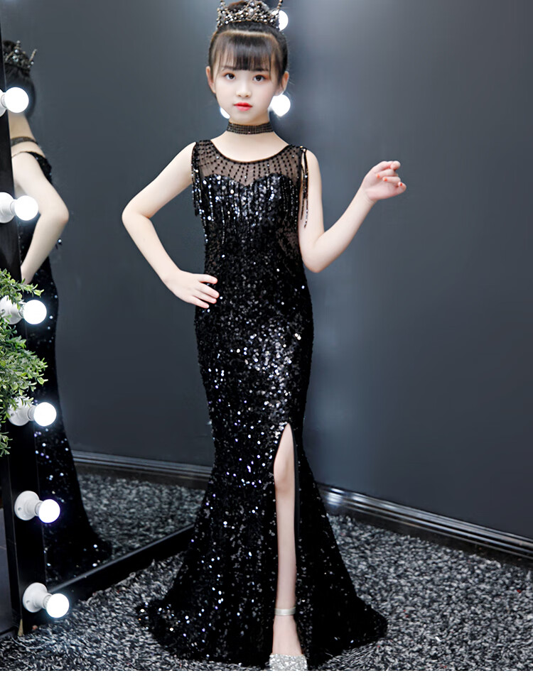 迪士尼特价捡漏儿童晚礼服走秀时尚洋气公主裙小女孩鱼尾裙女童主持人