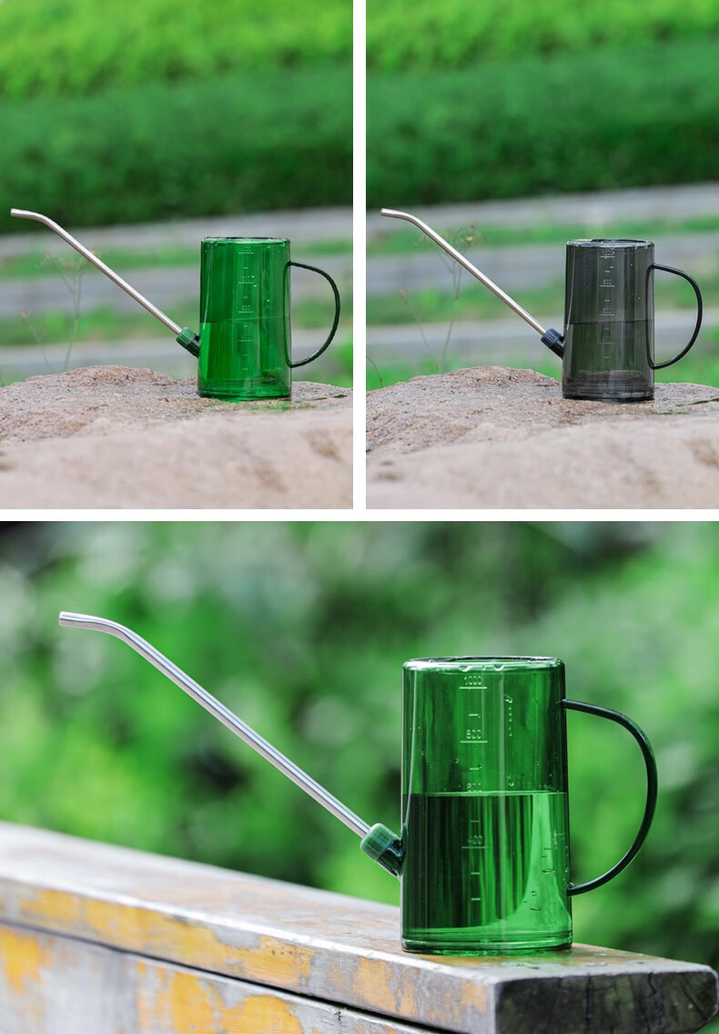 不锈钢长嘴浇水壶洒水壶家用浇花施肥壶淋花盆栽浇水神器园艺工具 1l