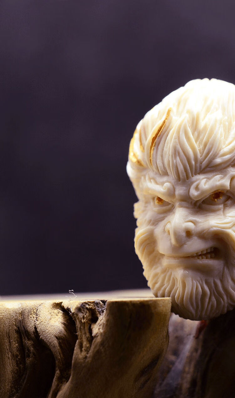 默奢猛犸象牙斗战胜佛佛头三通齐天大圣孙悟空手工佛珠配饰佛系礼物男