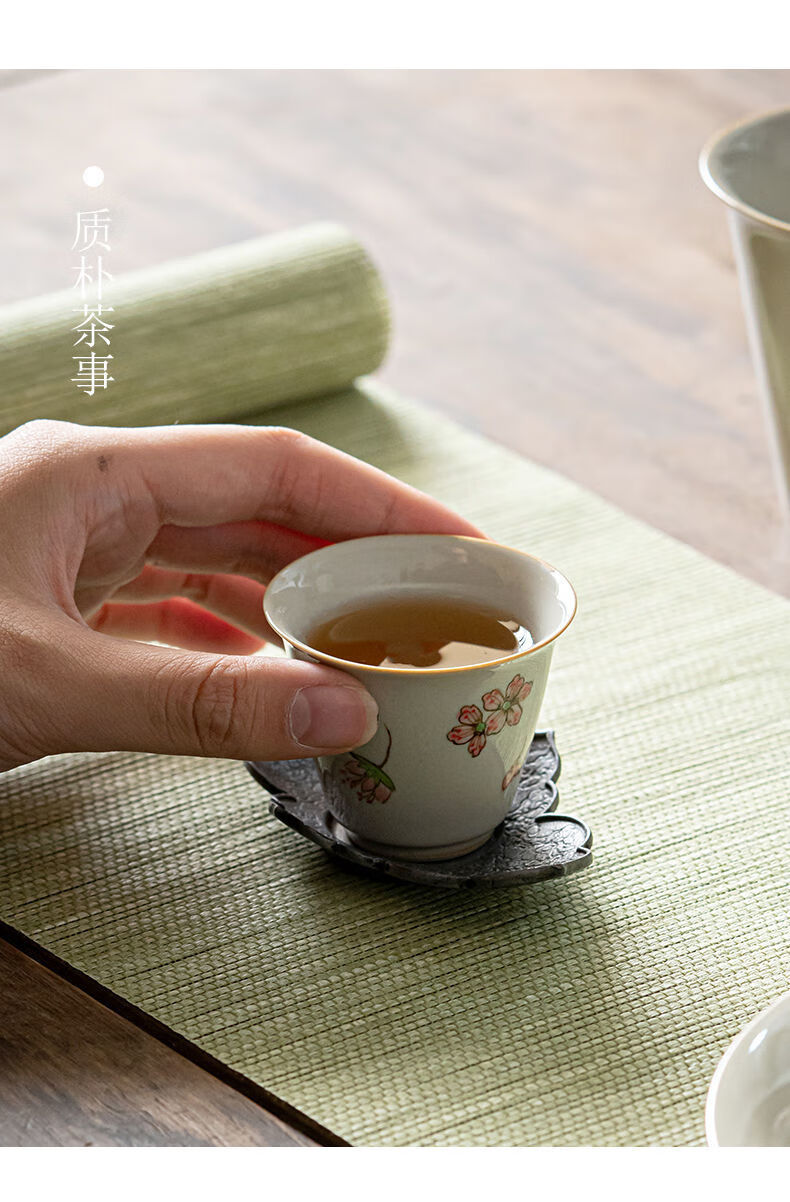 萌碎纯手绘日式冰台釉茶杯单杯小号客杯家用陶瓷功夫茶具品茗杯闻香杯