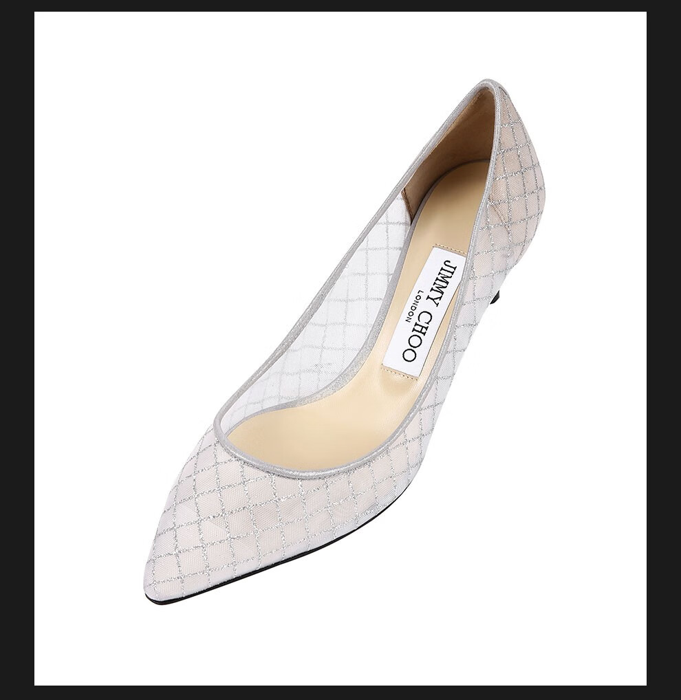jimmychoo周仰杰吉米周女鞋romy系列格纹薄纱高跟鞋银色365