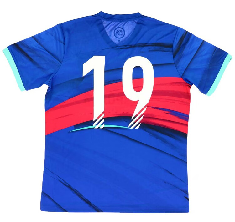 fifa19 ea sports球衣 涂鸦短袖足球服比赛服特色不撞衫儿童 蓝色欧码