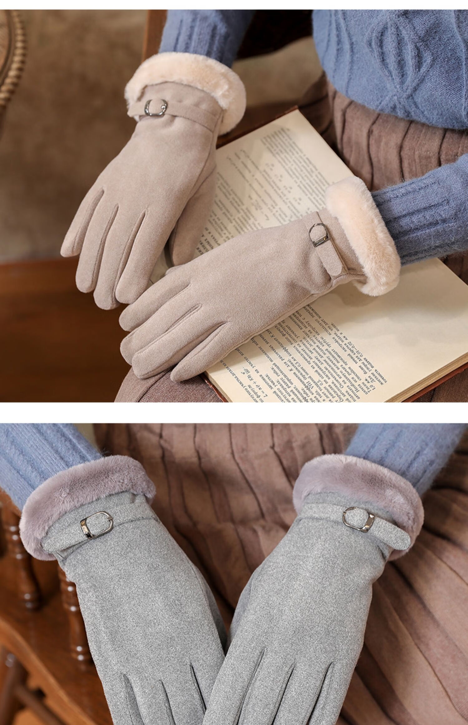 新款手套女冬天触屏加绒保暖可爱毛绒冬季骑车开车防风棉手套加厚防寒