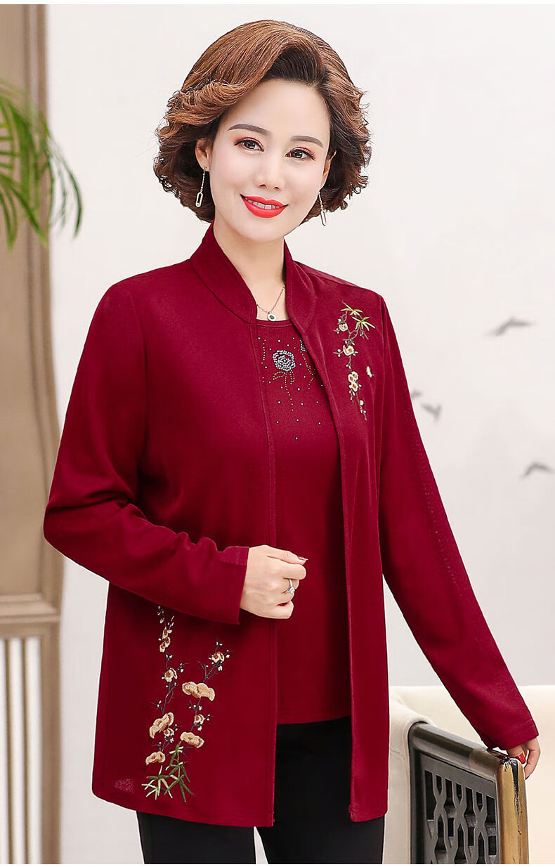 【新品】【高档 轻奢】中年秋装上衣三件套2020年妈妈装50岁40中老年