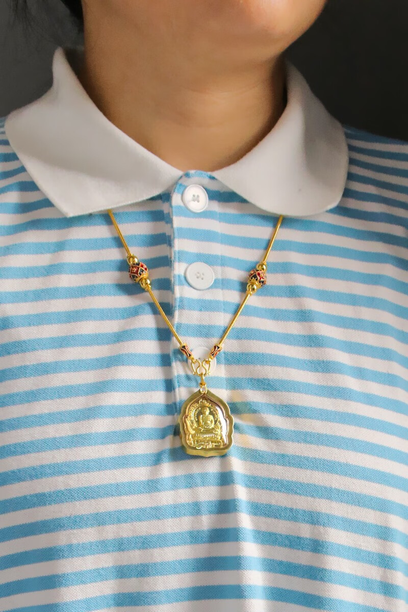 豪珠泰国佛牌挂件首饰正牌真品龙婆瑞金色项链吊坠镀金外壳