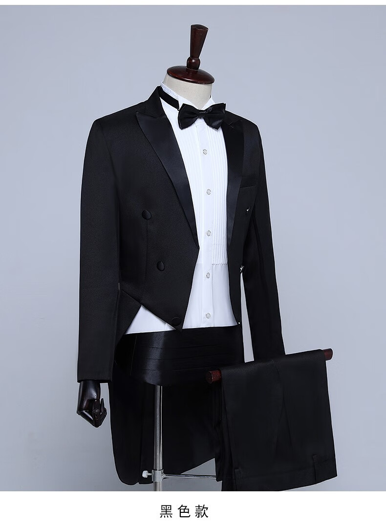 燕尾服男四件套舞台表演礼服演装男士合唱西装舞台演出服魔术服装