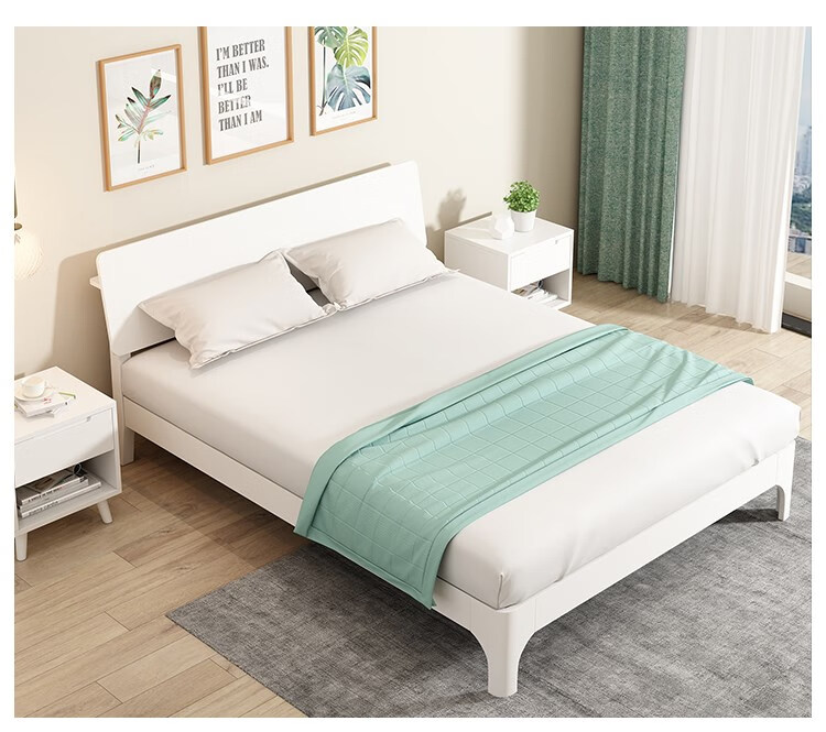 一米五床一米五的双人床现代简约出租房床架 原木色 1350mm*1900mm