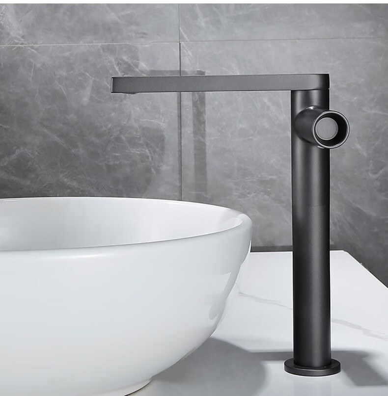 欧度卫浴水龙头意大利简约黑色冷热洗脸盆北欧德国拉丝金色台上盆龙头